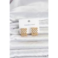 316L Çelik Gold Renk Motif Desenli Halka Kadın Küpe