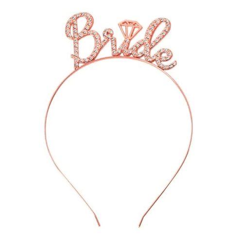 Eğitici Oyuncak Rose Gold Renkli Taşlı “Bride” Gelin Tacı – El Yazısı Yazı Tipiyle