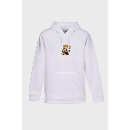 Marilyn Monroe Minimal Baskılı  Üç İplik Sweatshırt Oversıze Hoodıe