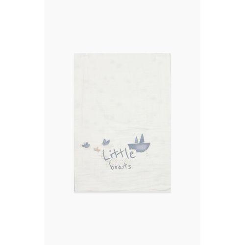 Bistyle Müslin Battaniye Little Boats 70131 86x124cm Ekru