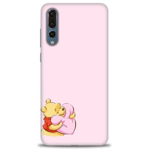 Huawei P20 Pro Kılıf HD Baskılı Kılıf - Winnie the Pooh Kalpli + Tam Ekran Koruyucu