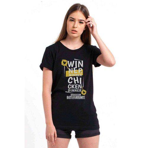 Pubg Winner Winner Baskılı Siyah Kadın Tshirt