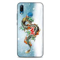 Huawei P20 Lite Kılıf Dragons (29) Arka Koruma Kılıfı Tatoo Mavi Ejderha