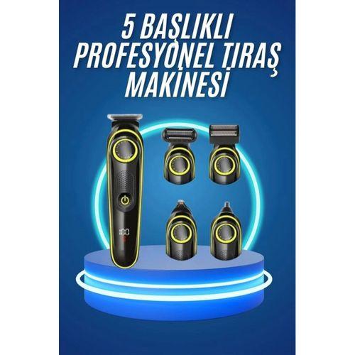 5 Başlıklı Şarjlı Tıraş Makinesi Kablosuz Saç Sakal Burun Tıraşına Uygun