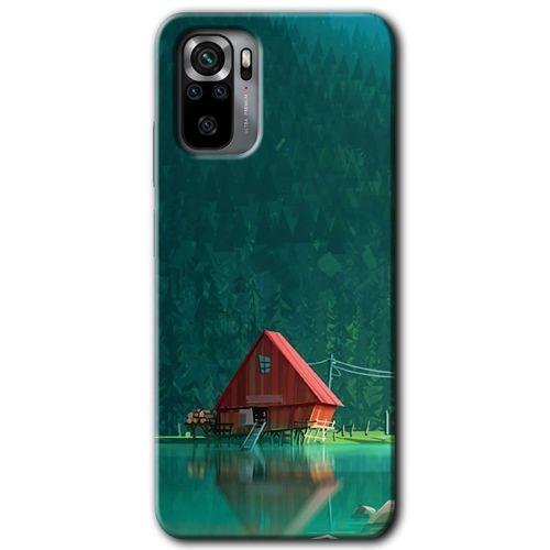 BeRa Aksesuar Xiaomi Redmi Note 10s Kılıf Baskılı Kapak - House In Woods +Tam Kaplayan Mat Seramik