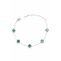 Gümüş VC Yonca Bileklik - Yeşil
