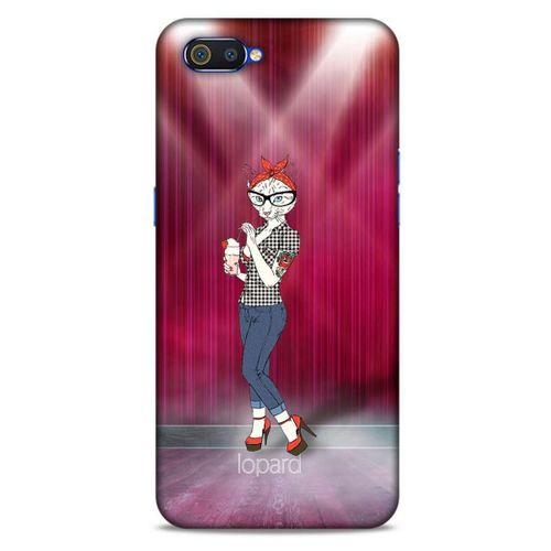 Oppo Realme C2 Kılıf FunnyMaX (50) Shockproof Kılıf Koyu Pembe Kedi