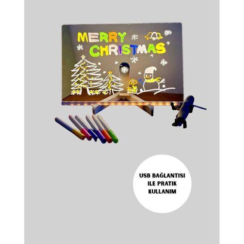 Led Işıklı Akrilik Yazı Tahtası Renkli Kalem Setiyle