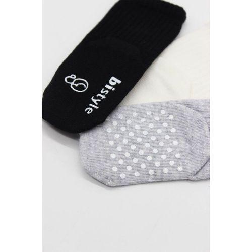 Bistyle Bistyle Basic Kaymaz Penye Soket Çorap 3'Lü BS10107 Siyah Ekru Gri