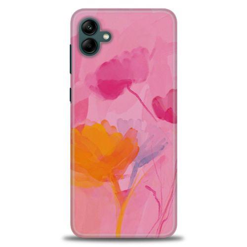 Samsung Galaxy A04 Kılıf HD Baskılı Kılıf - Turuncu Pembe + Tam Ekran Koruyucu