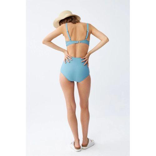 Kadın Basic Turkuaz Pedli Yüksek Bel Bikini Takımı