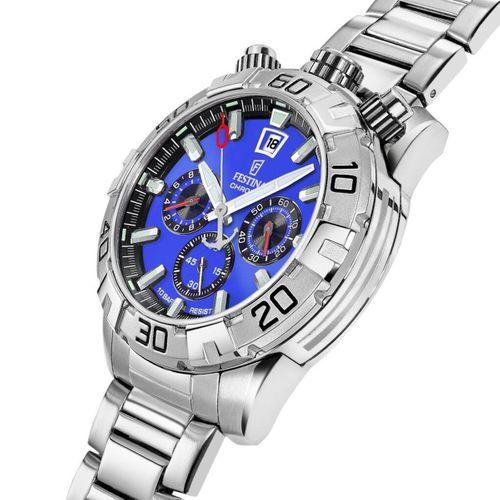 Festina F20743/3 Quartz Chrono Çelik Gri Mavi Kadran 10 ATM 45 mm Erkek Kol Saati