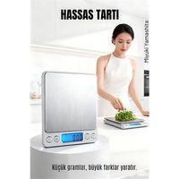 Hassas Terazi 0.01g - 500g Dijital Mutfak ve Kuyumcu Tartısı - Diyet Tartısı Çelik Yüzey