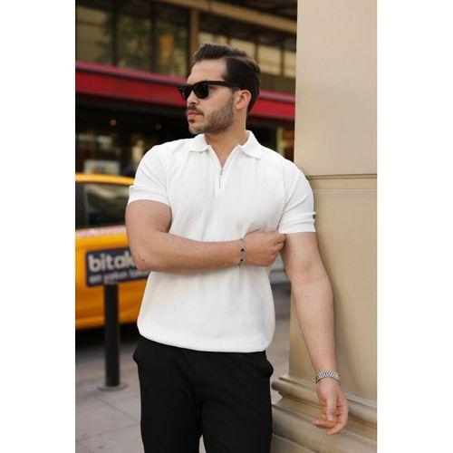 Erkek Fermuarlı Yakalı Kısa Kollu Tshirt