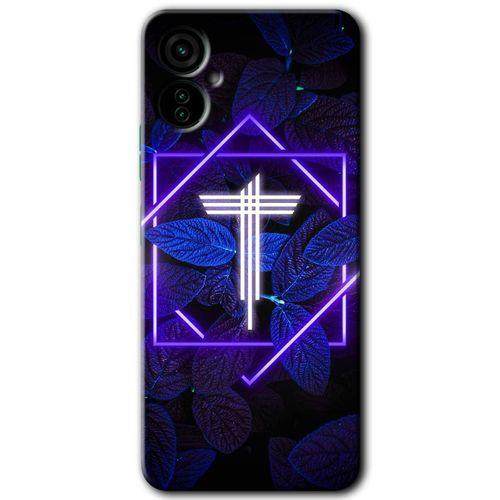 Tecno Camon 19 Neo Kılıf HD Desen Baskılı Arka Kapak - Dark Neon Yaprak T Harfi