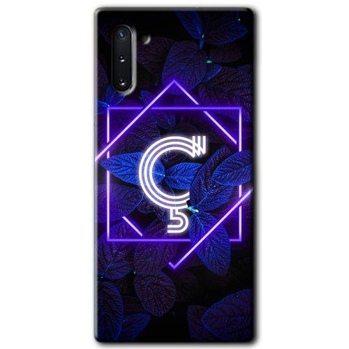 Galaxy Note 10 Kılıf HD Desen Baskılı Arka Kapak - Dark Neon Yaprak Ç Harfi