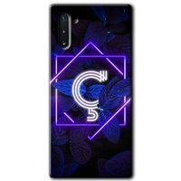Galaxy Note 10 Kılıf HD Desen Baskılı Arka Kapak - Dark Neon Yaprak Ç Harfi