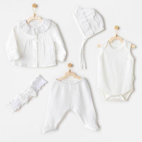 Andywawa Andywawa AC25840 Natural Gift Müslin 5'Li Hastane Çıkışı White