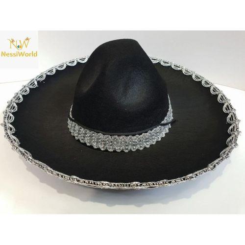 Gümüş Renk Şeritli Meksika Mariachi Latin Şapkası 55 cm Çocuk