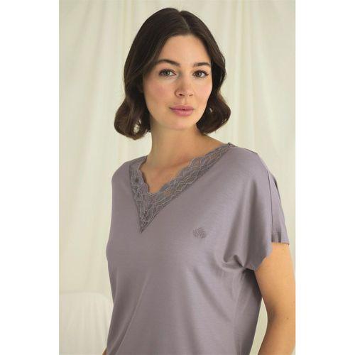 Kısa Kollu V Yakalı Dantelli Pijama Takımı