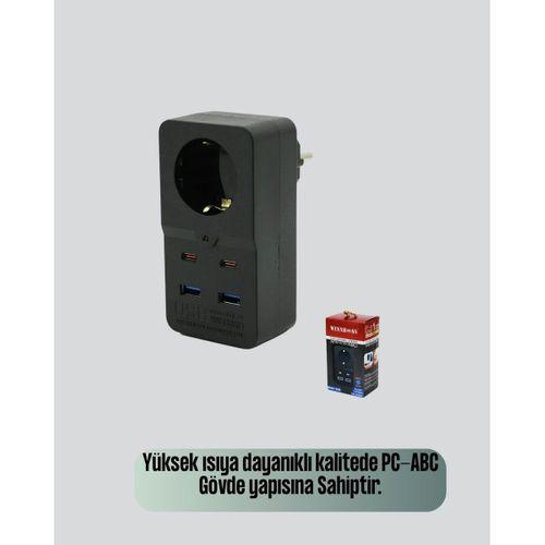 Tip Akım Koruma Prizi 10a 2500w Usb Type C Destekli