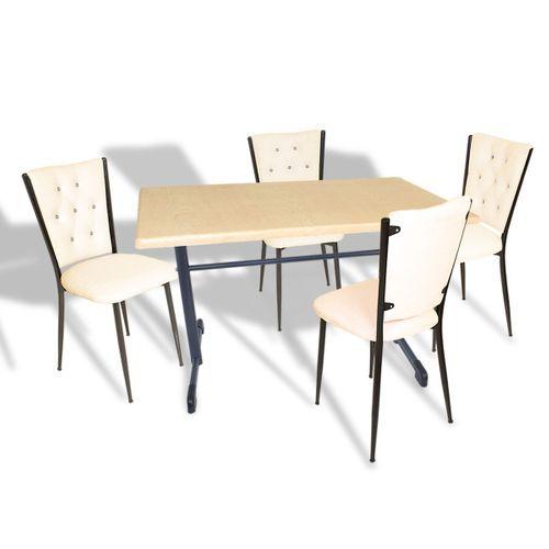 Dockers Halley - Kapitoneli Mutfak Masa Takımı - 70x120 (Werzalit, Wermodin veya Allzalit Tabla) - Akçaağaç-Krem