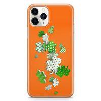 Apple iPhone 11 Pro Kılıf Yeşil Beyaz Yoncalar Arka Kapak Koruma Desenli Full Koruyucu