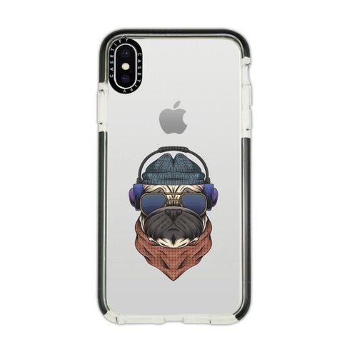 iPhone Xs Max Casetify Pug Desenli Anti Shock Premium Silikonlu Siyah Kenar Detaylı Telefon Kılıfı