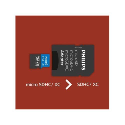 PHILIPS FM64MP65B, 64GB, SDXC, UHS-I, V30, Class10, MicroSD Kart Bellek (SD Adaptörlü)