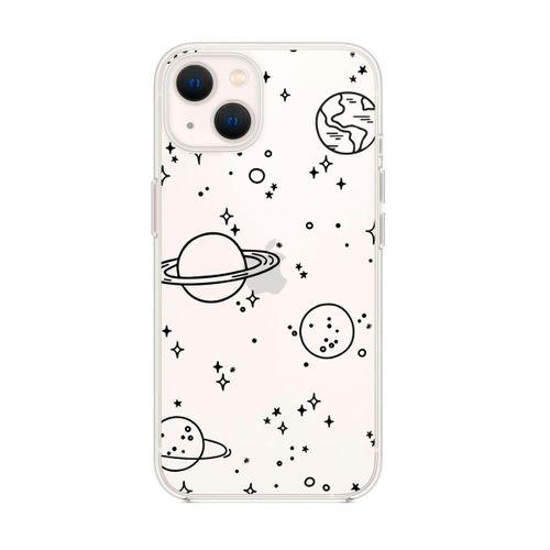 iPhone 13 Mini Galaxy Desenli Premium Silikonlu Şeffaf Telefon Kılıfı