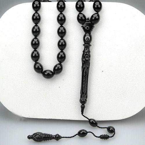 Oltu Taşı Özel Seri Hayat Ağacı Oyma İmame İşçilikli Tespih