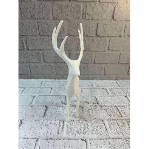 Geyik Figürü Beyaz Modern Salon Ve Raf Dekoru