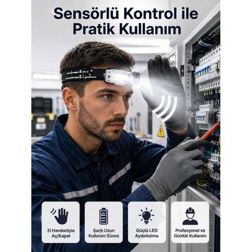 Sensörlü Kamp Lambası Ayarlanabilir Kafa Lambası Kafa Bantlı