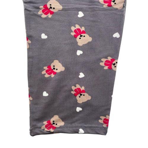 Kadın Beyaz Kalpli Ayıcık Desenli Pijama Altı Milan-10500