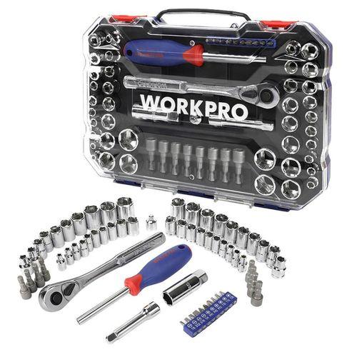 WORKPRO WP202566 1/4'’ 3/8’’ Metrik/İnç 63 Parça Cr-V Profesyonel Lokma Takımı