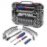WORKPRO WP202566 1/4'’ 3/8’’ Metrik/İnç 63 Parça Cr-V Profesyonel Lokma Takımı
