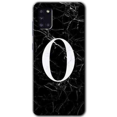 Potkal Hediye Fabrikası Samsung Galaxy A31 Kılıf HD Desen Baskılı Arka Kapak - Siyah Mermer Desenli O Harfi
