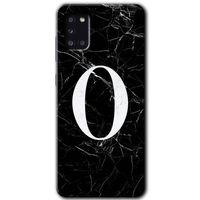 Potkal Hediye Fabrikası Samsung Galaxy A31 Kılıf HD Desen Baskılı Arka Kapak - Siyah Mermer Desenli O Harfi