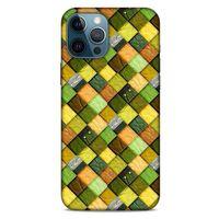 Apple iPhone 12 Pro Max Kılıf Patchwork (49) Ultra Silikon Kılıf Sarı Yeşil