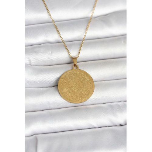 316L Çelik Gold Renk Ayetel Kürsi Yazılı Kolye