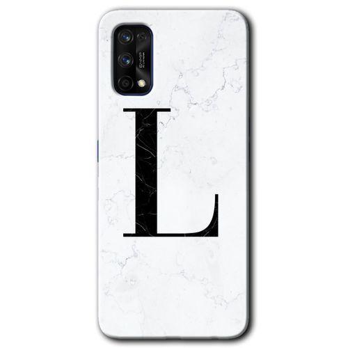 Realme 7 Pro Kılıf HD Desen Baskılı Arka Kapak - Beyaz Mermer Desenli L Harfi