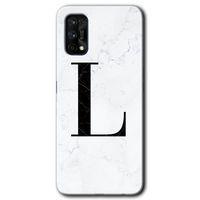 Realme 7 Pro Kılıf HD Desen Baskılı Arka Kapak - Beyaz Mermer Desenli L Harfi