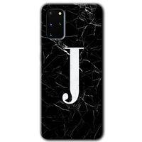 Galaxy S20 Plus Kılıf HD Desen Baskılı Arka Kapak - Siyah Mermer Desenli J Harfi + Kırılmaz Cam