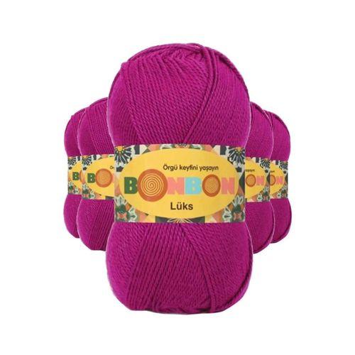 5 Adet Lüks Patik İpi Yünü Fuşya 98403 - bonbon mudanis