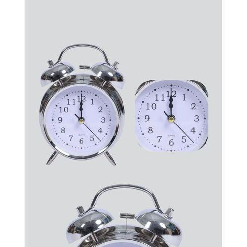 Gümüş Renkli Sessiz Işıklı Dekoratif Masa Üstü Çalar Saat Alarmlı