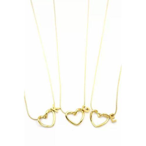 24'lü Kalp Harf Kolye - Altın