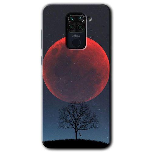 MRCİLETİSİM Xiaomi Redmi Note 9 Kılıf HD Desen Baskılı Arka Kapak + Temperli Cam - Kanlı Ay