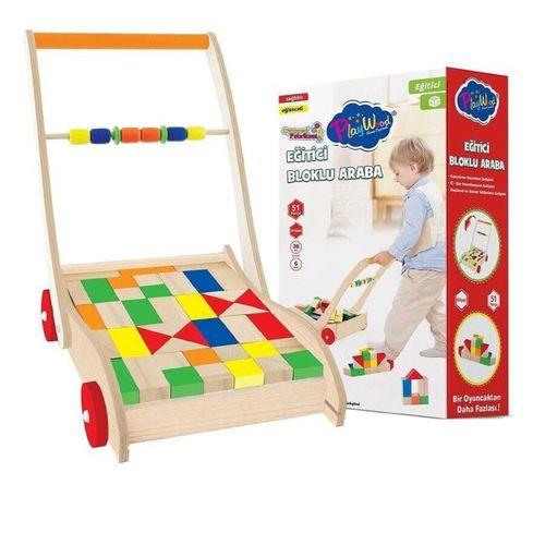 Play Wood PlayWood Ahşap Eğitici Bloklu Araba 373