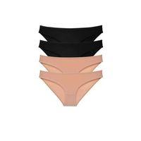 4 Adet Süper Eko Set Likralı Kadın Slip Külot Siyah Ten