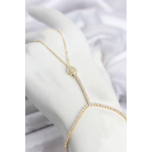 Gold Renk Pirinç Zirkon Taşlı Damla Model Şahmeran